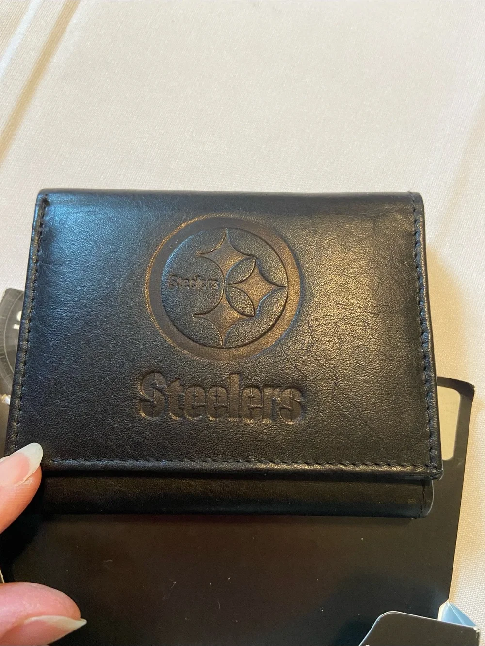 Pittsburgh Steelers NFL Rmbossed, Black Leather Men’s Wallet Trifold